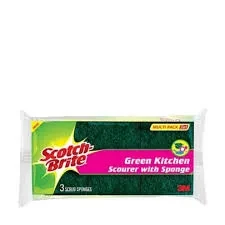Scotch Bright Green Kitchen Scourer With Sponges 3 PCS