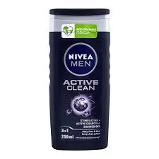 Nivea Shower Gel Body Wash Men Active Clean 3In1 250ML