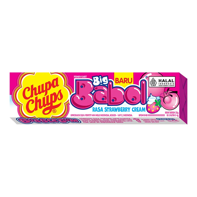 Chupa Chups Big Babol Gum Rasa Strawberry 20G 5S