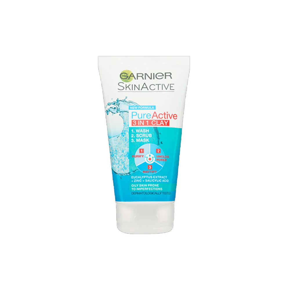 Garnier Face Wash Pk 3 In 1 Pure Active Clay 50ML