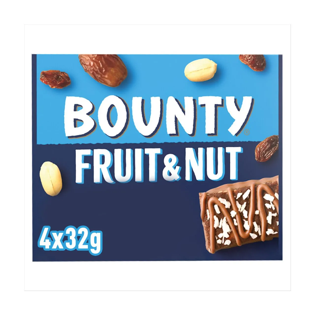 Bounty Fruit & Nut Coconut Multipack Chocolate Bar 128G