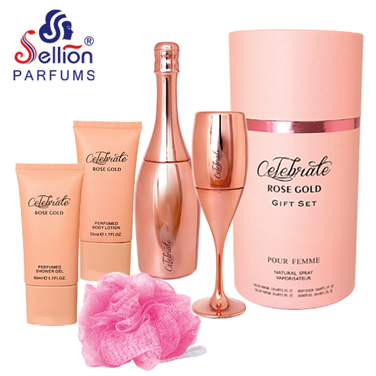 Sellion Celebrate Rose Gold Gift Set 4Pcs Shower Gel 50ML Eau De Parfum 100ML+30ML Body Lotion 50ML