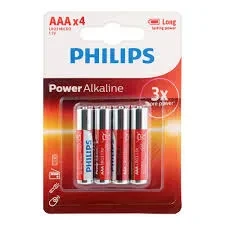 Philips Alkaline Battery AAA Cells 4Pack