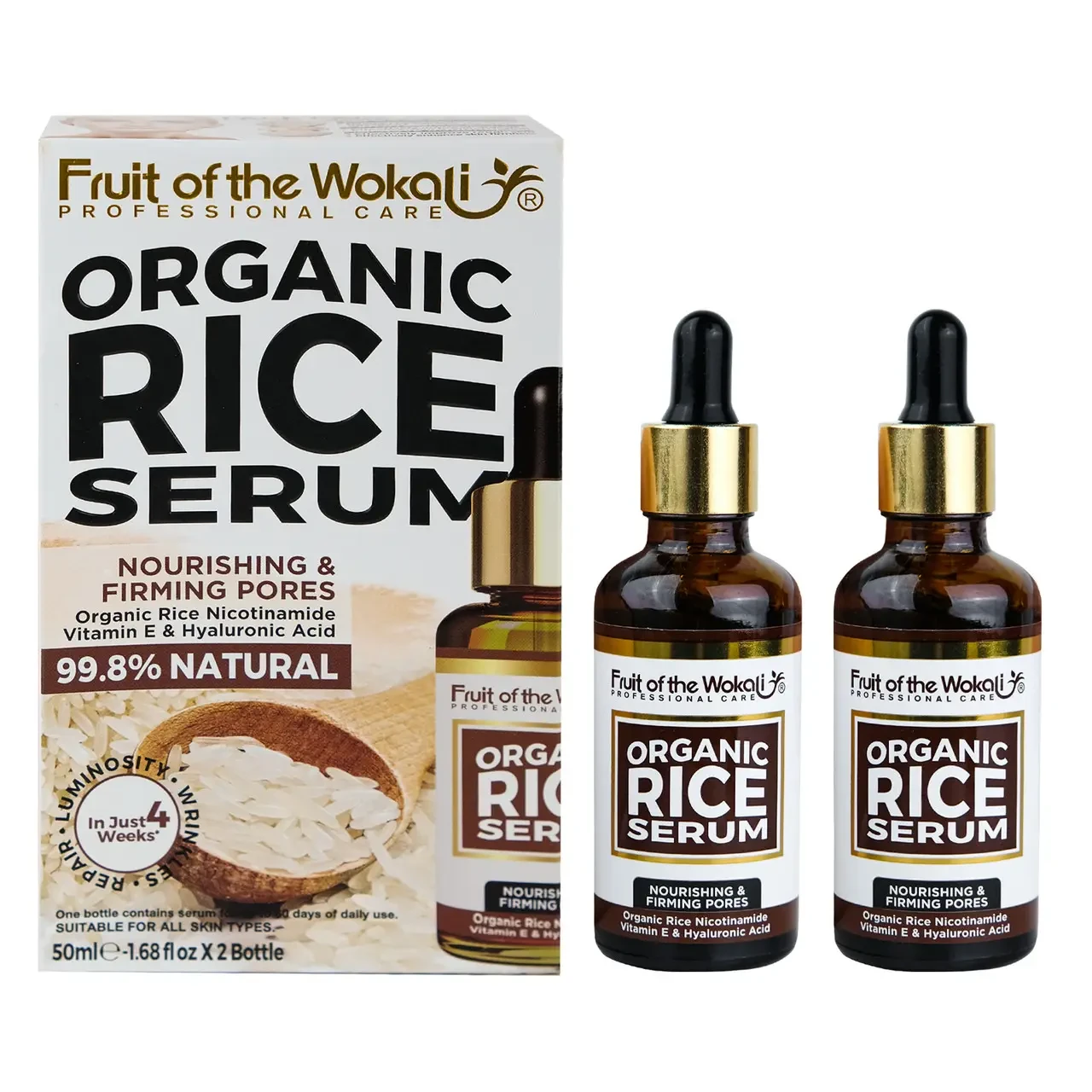 Fruit Of The Wokali Face Serum Organic Rice 2*Bottles Ha-3035 50ML