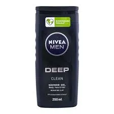Nivea Shower Gel Body Wash Men Deep Clean 3In1 250ML
