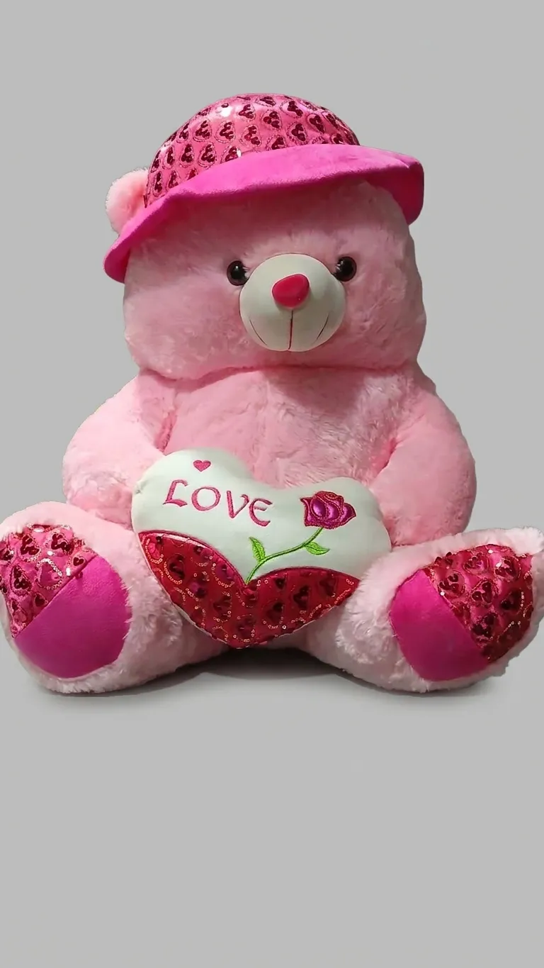 Teddy Pink With Cap Large 1432-60 Baalu Dil Rose 60CM