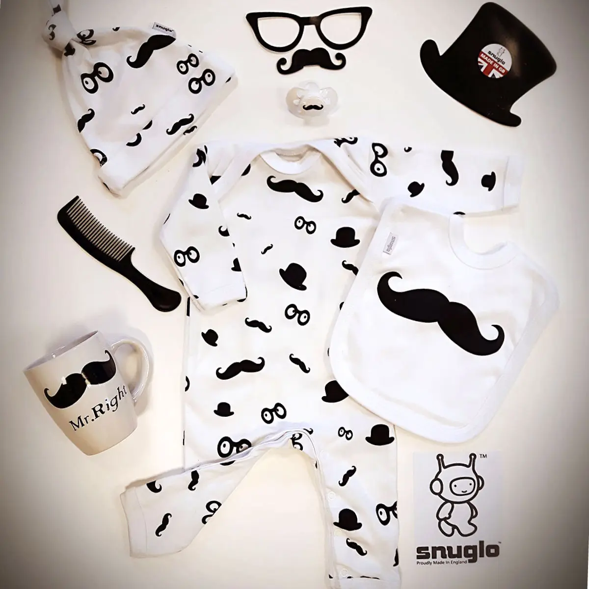 Happy Mums Baby Suit Mustache Zero 3PCS