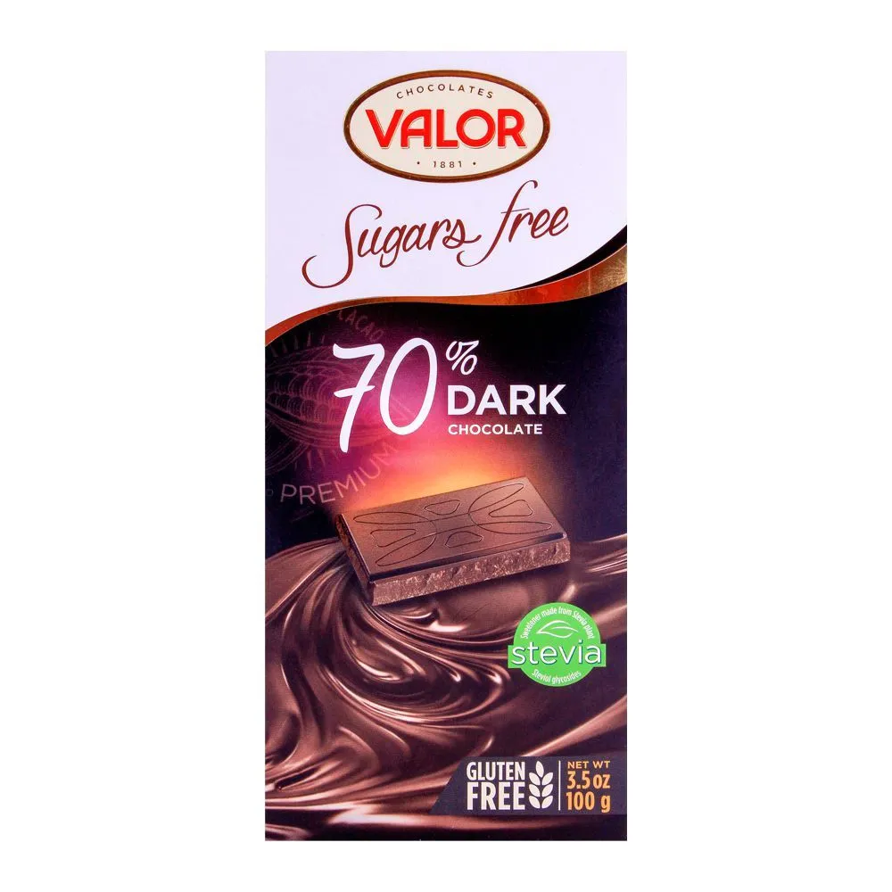 Valor Dark Chocolate 70% Cocoa Sugar Free 100G