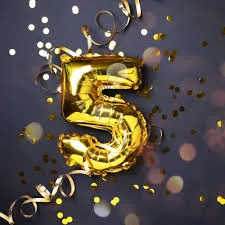 birthday celebration number foil 5