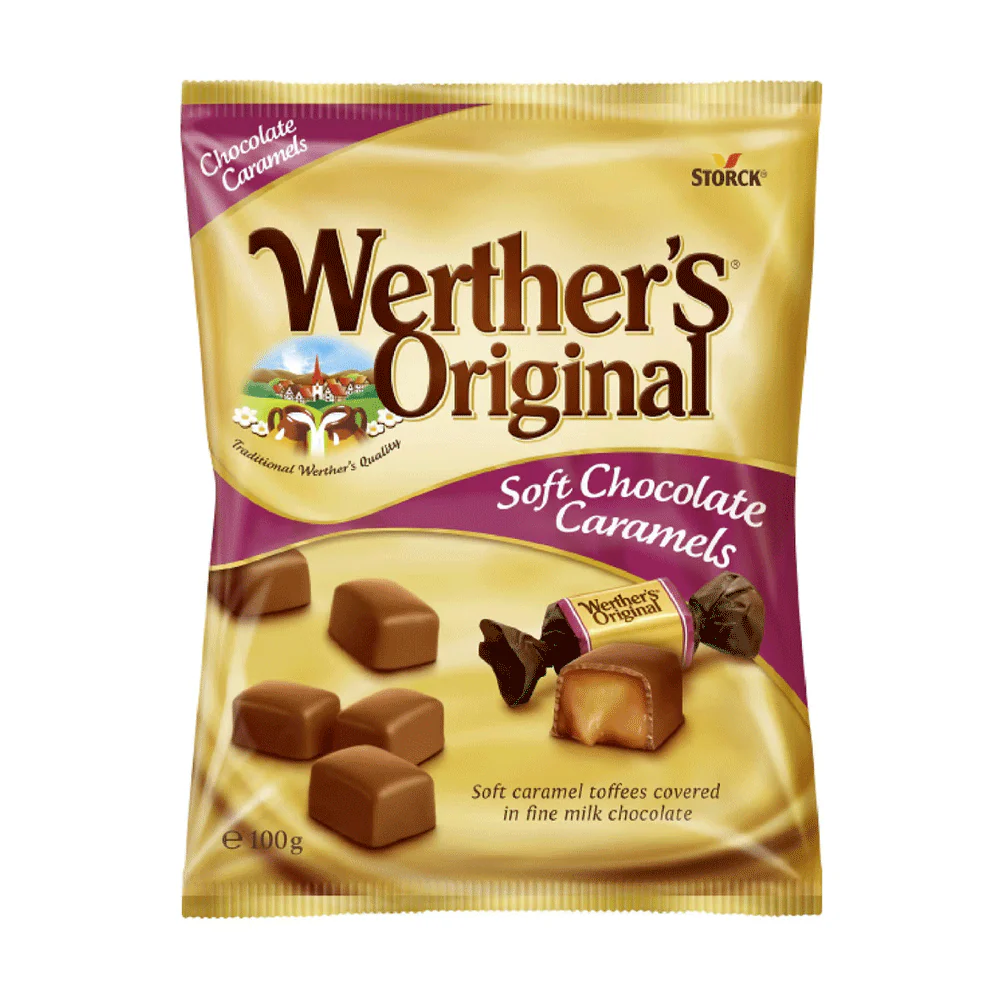 Storck Werthers Original Toffees Chocolate Covered Caramels 100G