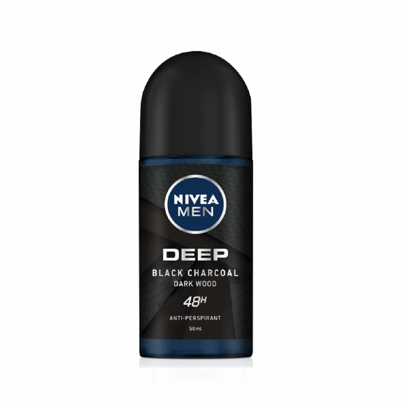 Nivea Deodorant Roll On Men Deep Black Charcoal Dark Wood 50ML