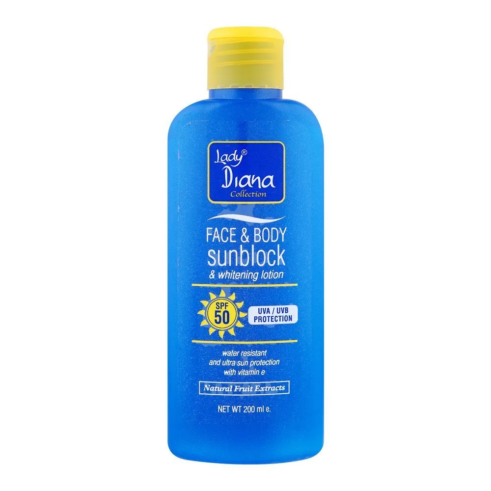 Lady Diana Face And Body Sunblock And Whitening Lotion Natural Fruit Extracts Spf50 200ML