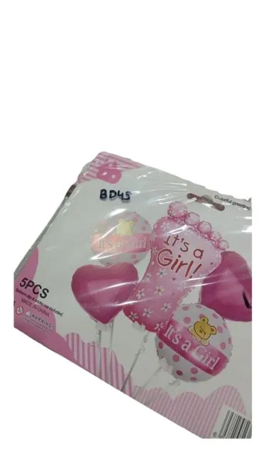 Birthday Celebration Foil Balloon Welcome Baby Girl 5PCS