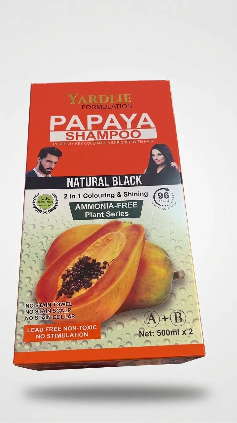 Yardlie Hair Color Shampoo Natural Black Papaya Amonia Free 500ML*2
