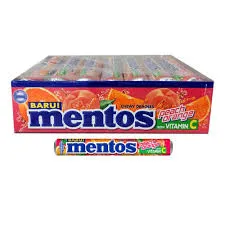 Mentos Chewy Dragees Roll 14s Peach Orange