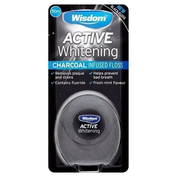 Wisdom Dental Floss 50M Whitening Charcoal