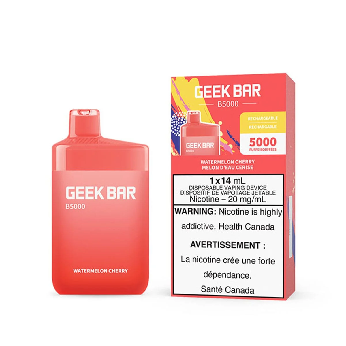 Greek Bar Plus 2In1 Rechargable Vape Watermelon Cherry 5ML