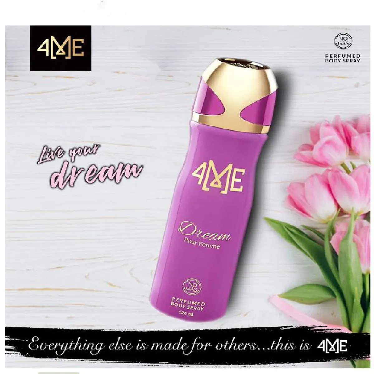 4me Deodorant Body Spray Gas Free Dream Femme 120ML