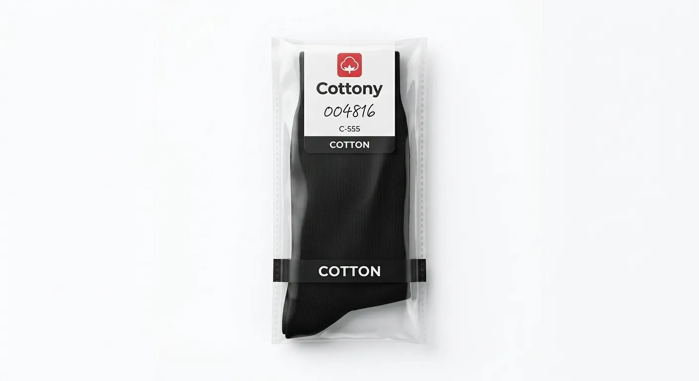 Cottony Regular Socks C Plain Black C-555