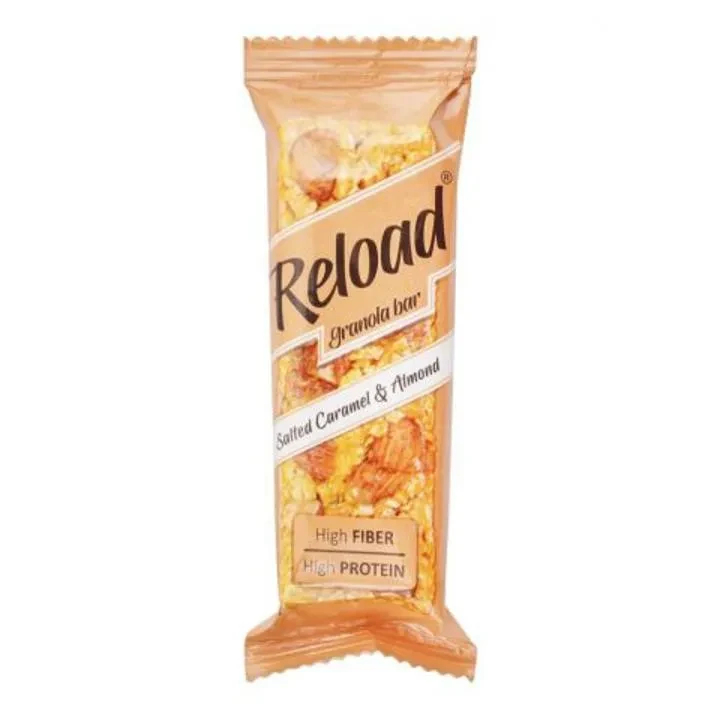 Reload Granola Bar Chocolate High Fiber High Protein Salted Caramel And Almond 40G