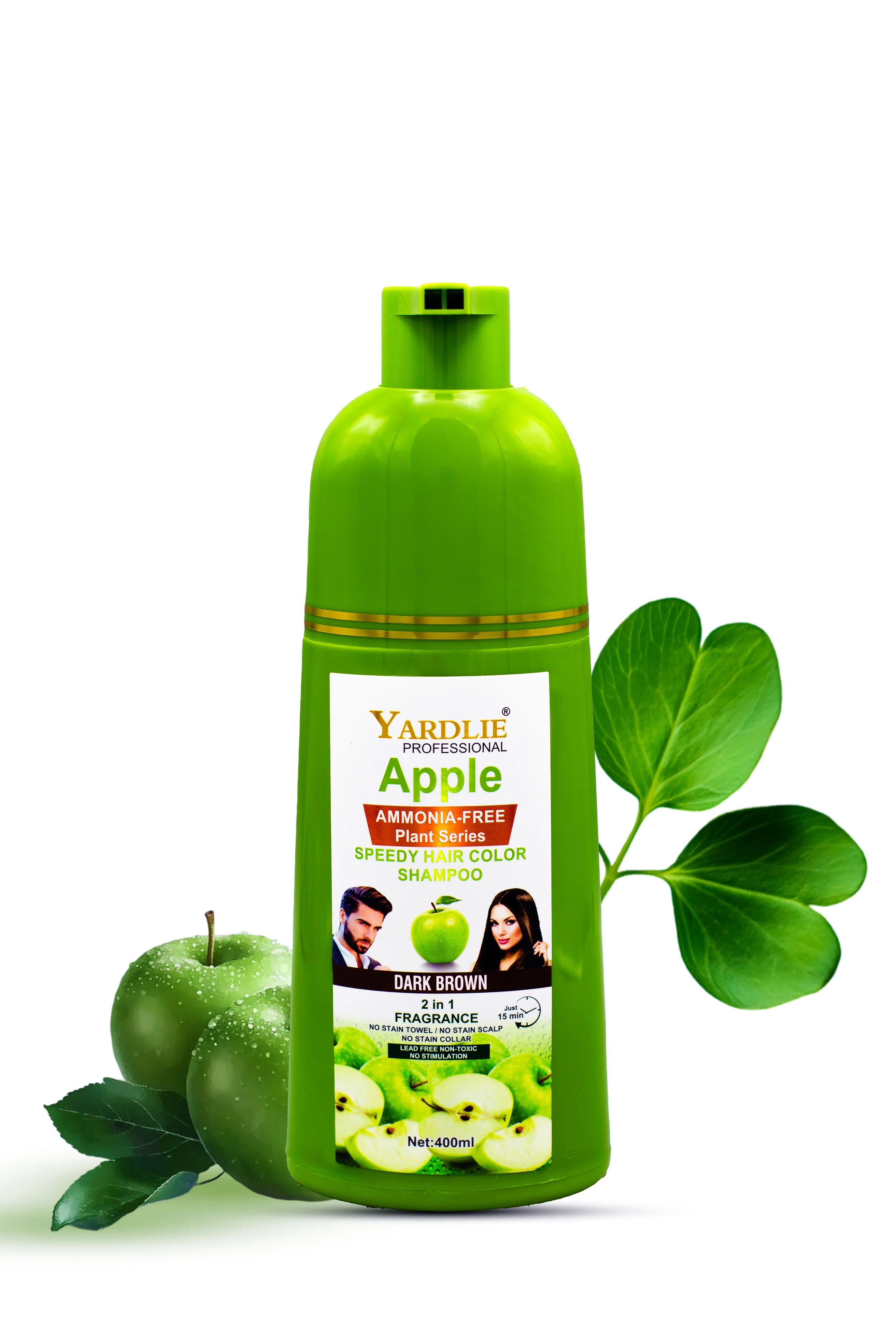 Yardlie Hair Color Shampoo Dark Brown Apple Amonia Free 500ML*2