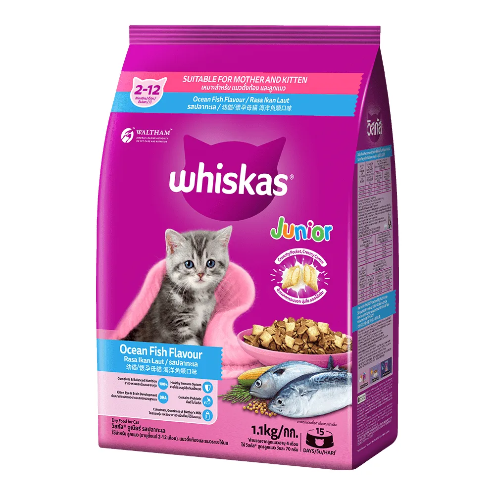 Whiskas Cat Food Junior 2-12 Months Ocean Fish Flavor 1.1KG