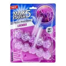 Max Flush 5 Toilet Rim block Cleaner Laveneder 2*45G