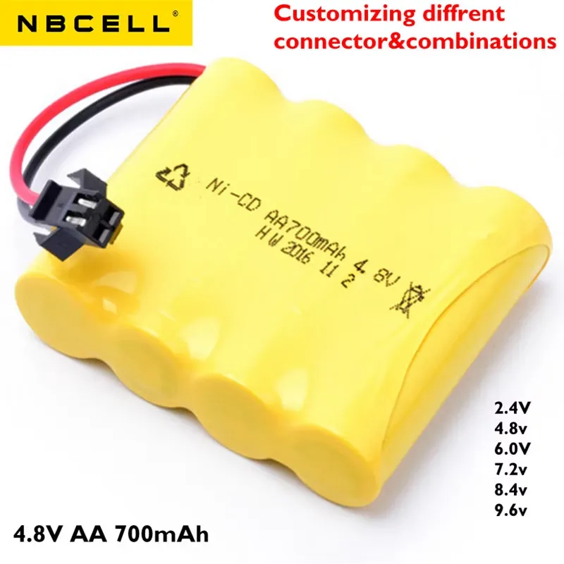 Ni-Cd Battery Cells AA 4.8V Rechargeable 700MAH