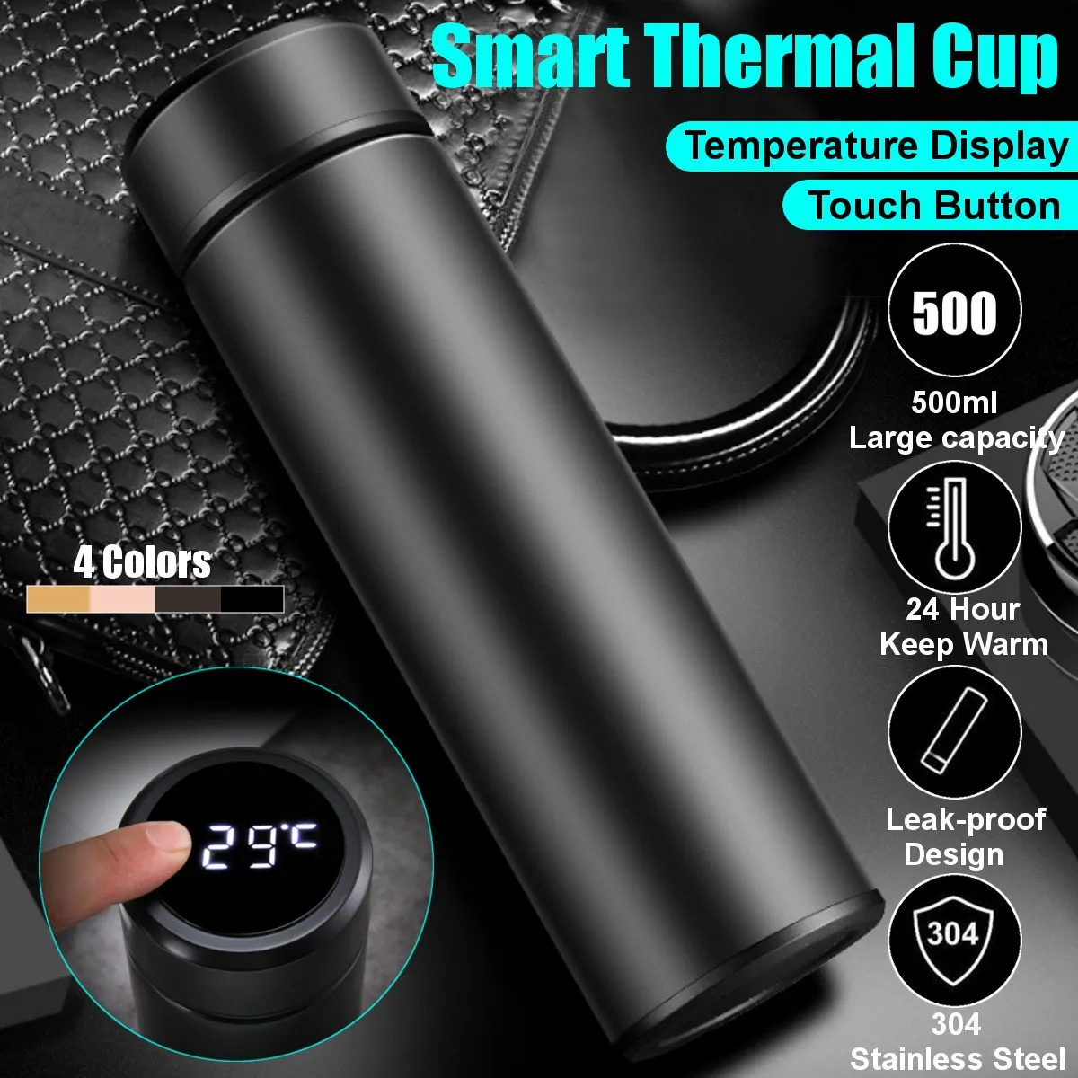 Smart Cup Led Steel Water Bottle 600ML