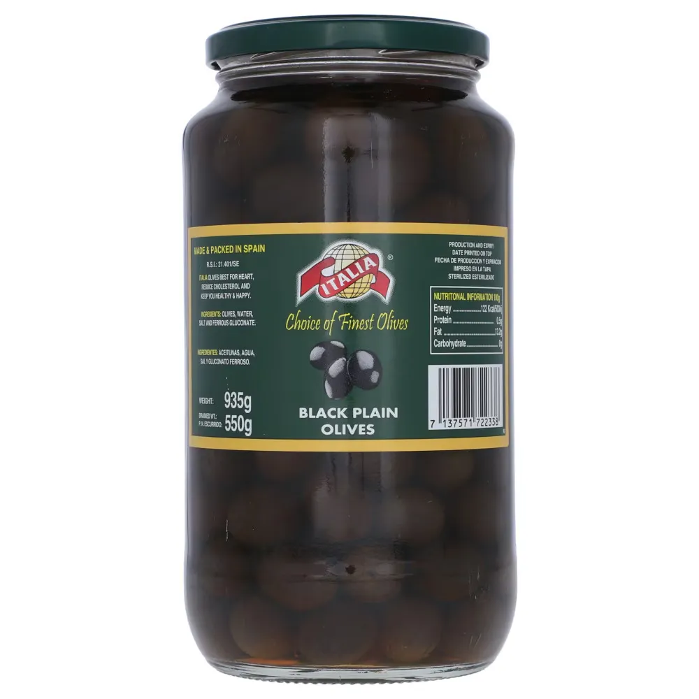 Italia Black Plain Olives 935G