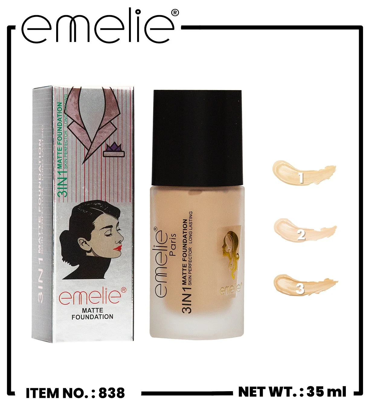 Emelie Foundation 3IN1 838 Matte 30ML